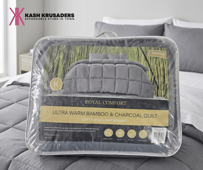 Royal Comfort Ultra Warm Bamboo & Charcoal Quilt 800 GSM - Szie -King | Queen | Small | Double